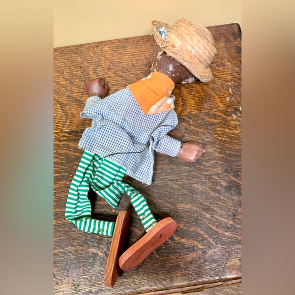 Antique Straw Hat Bandana Wearing Jigger Dancing Puppet Marionette Doll - Picture 15 of 16